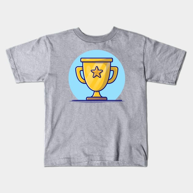 Gold Trophy Cartoon Vector Icon Illustration Kids T-Shirt by Catalyst Labs